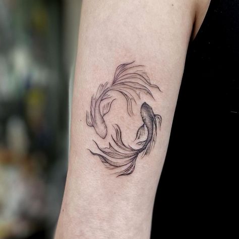 Coy Fish Tattoos, Goldfish Tattoo, Karp Koi, Pisces Tattoo Designs, Yin Yang Tattoo, Tattoo Over Scar, Koi Tattoo Design, Ying Yang Tattoo, Pisces Tattoo