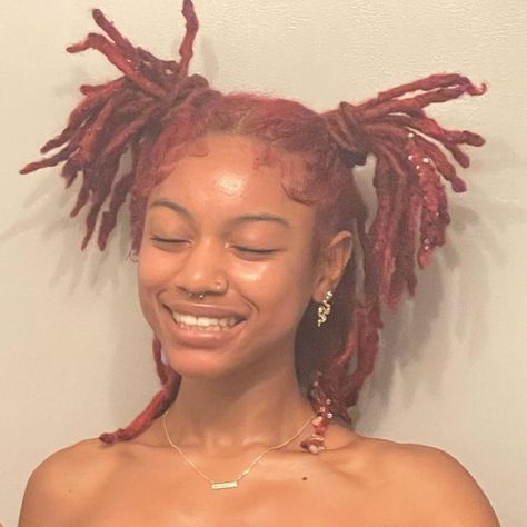 Feminine Locs, Dyed Dreads, Loc Ideas, Red Dreads, Rp Girl, Loc Hairstyles, Beautiful Dreadlocks, Short Locs Hairstyles, Faux Locs Hairstyles