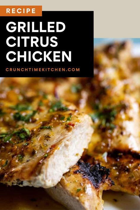 This Grilled Citrus Chicken Recipe is a wonderful addition to your grill. A quick citrus-packed marinade, followed by a glaze! It's the best grilled chicken! crunchtimekitchen.com #grilled #chicken #citrus Glaze For Chicken, Citrus Chicken Recipes, Citrus Chicken Marinade, The Best Grilled Chicken, Citrus Glaze, Best Grilled Chicken, Healthy Baked Chicken, Chicken Entrees, Glazed Chicken