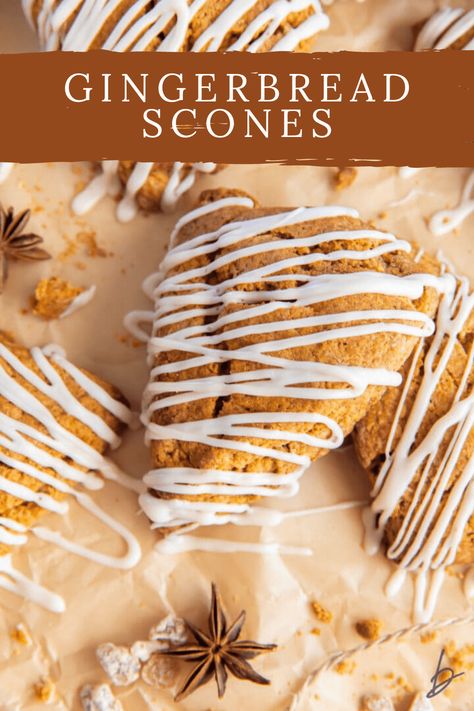 Dessert Scones Recipe, Scones Recipe Christmas, Christmas Scones Recipe Easy, Fall Flavored Scones, Cranberry Sourdough Scones, Sourdough Gingerbread Scones, Holiday Scones Recipe, Christmas Market Baked Goods, Baked Breakfast Goods