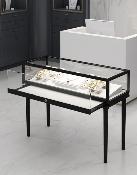 Display Showcase, Store Wall Display, Luxury Jewelry Display Closet, High End Jewelry Display, Jewellery Display Table, Jewelry Store Display Ideas, Jewelry Showcase, Meja Display, Small Jewelry Shop Interior Design