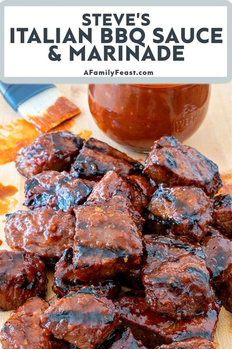 Bbq Sauce Steak Marinade, Bbq Sauce Marinade, Ribs Marinade Recipe, Grilling Steak Tips, Italian Bbq, Italian Dressing Marinade, Rib Marinade, Healthy Barbecue, Barbeque Sauce Recipe