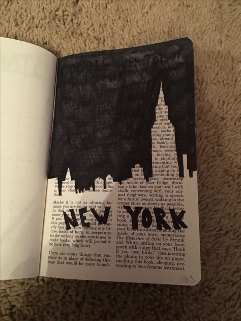 New York Journal Ideas, Wreck This Journal Ideas Pages, Sketchbook Intro Page Ideas, New York Doodles, Music Journal Pages, New York Journal, Diy Photo Book, Music Journal, Travel Art Journal