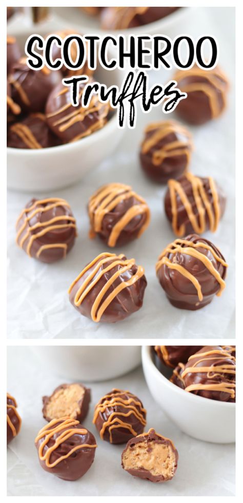 Scotcheroo Truffles Gobstoppers Recipe, Scotcharoos Truffles, Butterscotch Balls Recipe, Scotcharoos Cookies, Butterscotch Chocolate Chip Bars, Honey Peanut Butter Scotcheroo Balls, Scotcharoo Balls, Scotcharoo Truffles, Christmas Scotcheroos