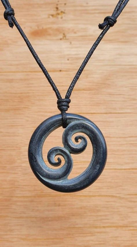 Spiral Symbol, Celtic Spiral, Dremel Carving, Wood Jewelery, Spiral Pendant, Spiral Necklace, Cerámica Ideas, Hand Carved Stone, Symbol Necklace