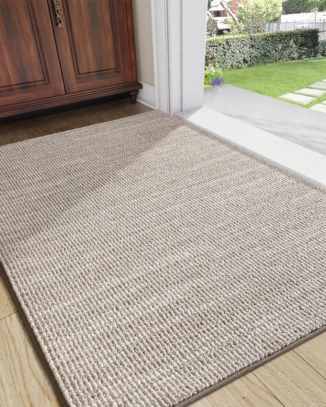 PRICES MAY VARY. Safe and Premium Door Mat: Made with high-quality, eco-friendly fabric, this front door mat is designed to last. The premium wool polyester blend and polypropylene make for a dense and delicate surface that is odorless and skin-friendly, providing a comfortable feeling underfoot. This floor mat is kid and pet-friendly and can withstand everyday wear and tear. Trap Dirt and Moisture: DEXI door mats effectively trap dirt and moisture, keep your home clean and warm. The low pile de Indoor Doormat Ideas, Indoor Rugs Front Doors, Backdoor Entryway Ideas, Entrance Carpet Front Doors, Front Entry Rugs, Entryway Rugs Ideas, Entry Way Rug Ideas, Entry Rugs Ideas Entryway, Entryway Mat Indoor