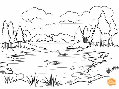 illustration of Wetlands environment coloring Wetland Drawing, Mandala Turtle, 2024 Board, Beauty Planet, At Your Own Pace, Your Own Pace, Landscape Drawings, Fantasy Fairy, Natural Environment