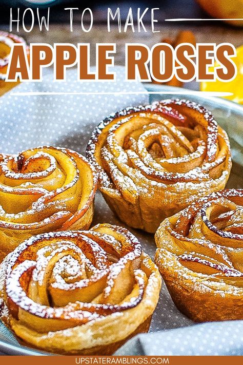 How to Make Apple Roses Apple Rose Pie Recipe, Rose Apple Pie Recipe, Apple Roses Puff Pastry Recipes, Apple Pie Roses Recipe, Apple Pie Puff Pastry, Apple Pastry Roses, Apple Rose Tarts Puff Pastries, Baked Apple Roses Puff Pastries, Apple Rose Tarts