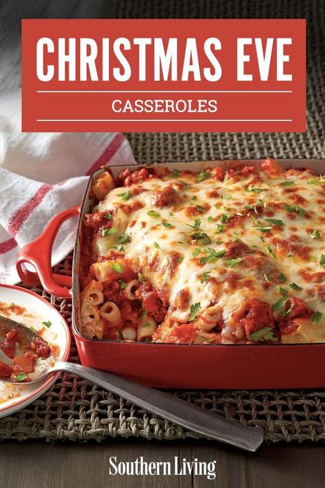 These Christmas casseroles are the easiest way to feed a crowd, and they're company-worthy for your out-of-town guests. #christmasevecasseroles #christmasevedinnerideas #casserole #recipes #dinner #southernliving Easy Christmas Dinners For Family, Chinese For A Crowd, Christmas Party Meal Ideas For A Crowd, Make Ahead Sides For Christmas, Easy Dish For A Crowd, Simple Christmas Eve Dinner, Holiday Dinners For A Crowd, Crowd Pleasing Dinners, Dish To Bring To Christmas Party