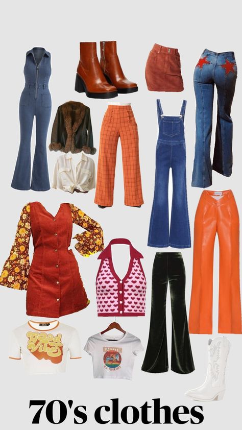 70s Wardrobe Essentials, 70s Theme Outfit Women, 70s Dress Up Day At School, 70s Plus Size Fashion, 70s Dress Up Day, Easy 70s Outfit, 70s Aesthetic Outfit, Women's 70s Outfits, Outfits 70s Style