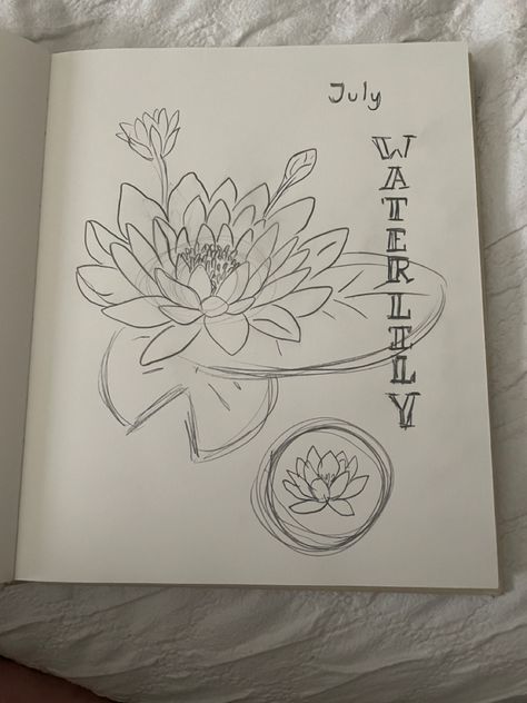 Water Lily With Lily Pad Tattoo, How To Draw A Water Lily, Waterlily Sketch, Waterlily Tattoo Design, Waterlily Drawing, Lilypad Tattoo, Waterlily Tattoos, Lily Pad Drawing, Water Lily Drawing