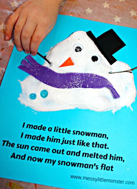 An easy melted snowman kids craft and (free) printable poem using a simple puffy paint recipe that uses shaving foam and glue. A fun snow or winter art or literacy project for toddlers and preschoolers as well as older kids. Melted Snowman Craft, Puffy Paint Recipe, Fun Winter Crafts, Paint Recipe, January Crafts, Shaving Foam, Melted Snowman, Snowman Craft, Winter Art Projects