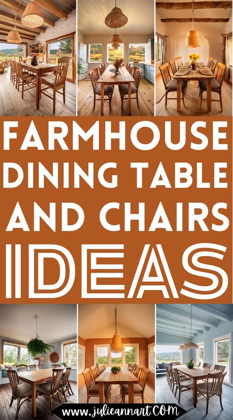 Farmhouse Dining Table and Chairs Ideas All Wood Dining Table And Chairs, Dining Tables And Chairs Ideas, Dining Chairs For Farmhouse Table, Dining Chairs For Oak Table, Farmhouse Dining Chairs Upholstered, Dining Chairs For Dark Wood Table, Wood Table With White Chairs, Kitchen Table And Chairs Ideas, Farmhouse Chairs Dining