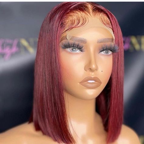 we will have abundance of stock for this kind of 99j lace frontal bob wigs Lace Frontal Bob, Straight Bob Wig, Red Bob, Long Human Hair Wigs, Virgin Hair Wigs, Bob Lace Front Wigs, Straight Bob, Hair Ponytail Styles, Short Bob Wigs