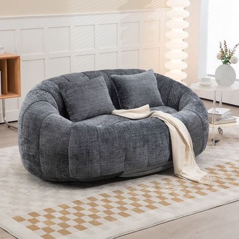 HOMEFUN Chenille Upholstered Durable Comfort Lounger High Back Bean Bag Loveseat Sofa - Bed Bath & Beyond - 40680141 Couch With Pillows, Sofa Bean Bag, Loveseat Sofa Bed, Accent Floor, Couches For Living Room, Overstuffed Chairs, Large Couch, Chair Couch, Reception Sofa