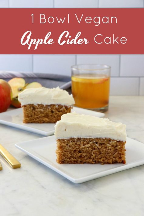 1 Bowl Vegan Apple Cider Sheet Cake with Maple Icing - Labeless Nutrition Vegan Apple Cider, Apple Cider Recipes, Apple Cider Cake, Cider Cake, Maple Icing, Cider Recipes, Apple Cider Recipe, Just Spices, Vegan Apple