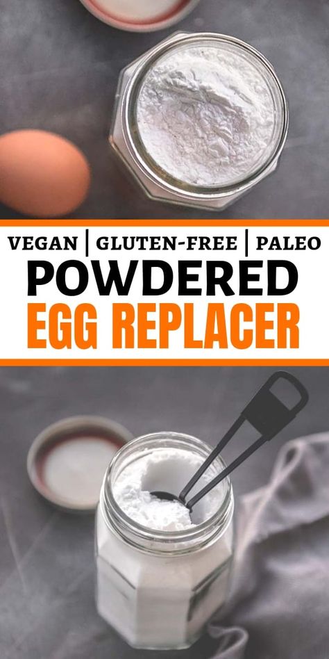 This homemade Egg Replacer Powder is a vegan egg substitute that works great for almost all vegan baking. Great for those with egg allergies or even if you've just run out of eggs so you don't need to go to the store! #eggreplacer #eggsubstitute #veganeggreplacement #veganbaking #veganegg Egg And Grapefruit Diet, Vegan Egg Replacement, Vegan Egg Substitute, Egg Substitute, Egg Allergy, Powdered Eggs, Vegan Egg, Egg Replacer, Egg Diet Plan