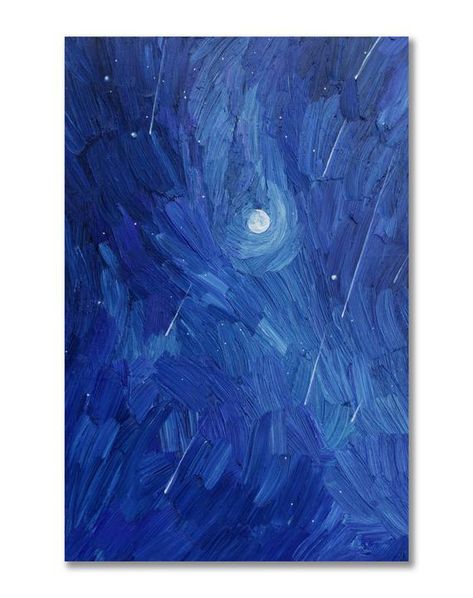 Oil Painting Moon, Moon Oil Painting, Painting Night Sky, Post Impressionism Art, Stars Painting, Moon Oil, Jupiter And Saturn, Moon With Stars, Painting Moon