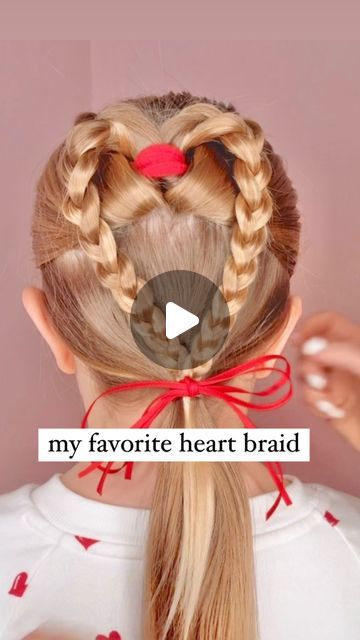 Easy Kindergarten Hairstyles, Valentine’s Day Braids, Love Heart Hairstyles, Heart Braids For Kids, Heart Hairstyle For Kids Easy, Hairstyle For Girls Kids, Cute Kid Hairstyle, Valentines Hairstyles For Kids, Valentine’s Day Hair