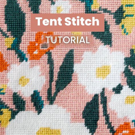 Tent Stitch - Basketweave Stitch, Continental Stitch and Half Cross Stitch Common Stitch, Basket Weave Stitch, Continental Stitch, Tent Stitch, Basketweave Stitch, Needlepoint Stitches, Needlepoint Kits, Horizontal Stripes, Basket Weave