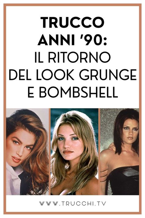 Torna di moda il trucco anni 90, con i suoi trend ovviamente in chiave rivisitata. Cose ne dite del trucco grunge e del bombshell makeup? E il trucco occhi glitter vi piace? Vi piacerebbe imparare a realizzarlo? Cliccate sull'immagine per scoprire tante idee del trucco anni 90 da provare subito! Look Grunge, Makeup, Beauty