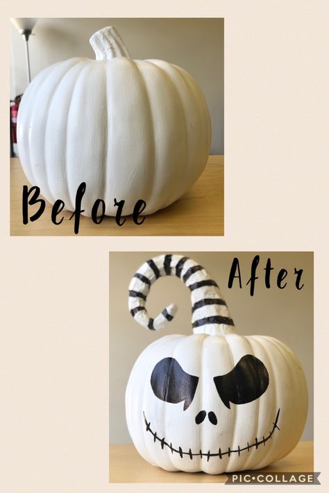 Jack Skellington Drawings, Cute Painted Pumpkin Ideas, Facts About Halloween, Pumpkin Paint, Pumpkins Ideas, Nightmare Before Christmas Pumpkin, Halloween Pumpkin Crafts, Jack Skellington Pumpkin, Creative Pumpkin Painting