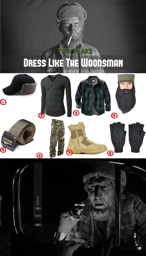 Dress like Woodsman from Twin Peaks - Costume & Cosplay Guide  #TwinPeaks #costume  #Woodsman Woodsman Costume, Twin Peaks Costume, Outfits For Halloween, The Woodsman, Log Lady, Dale Cooper, Mysterious Creatures, Laura Palmer, House Parties