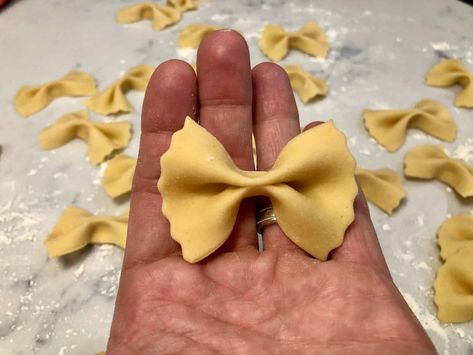 <p style="text-align:center;white-space:pre-wrap;" class="sqsrte-large">Homemade Farfalle (aka homem Homemade Bow Tie Pasta, How To Make Bow Tie Pasta, Homemade Bow Tie, Semolina Pasta Dough Recipe, Cannoli Recipe Easy, Homemade Pasta Recipes, Baked Italian Meatballs, Italian Meat Sauce, Sweetened Condensed Milk Recipes