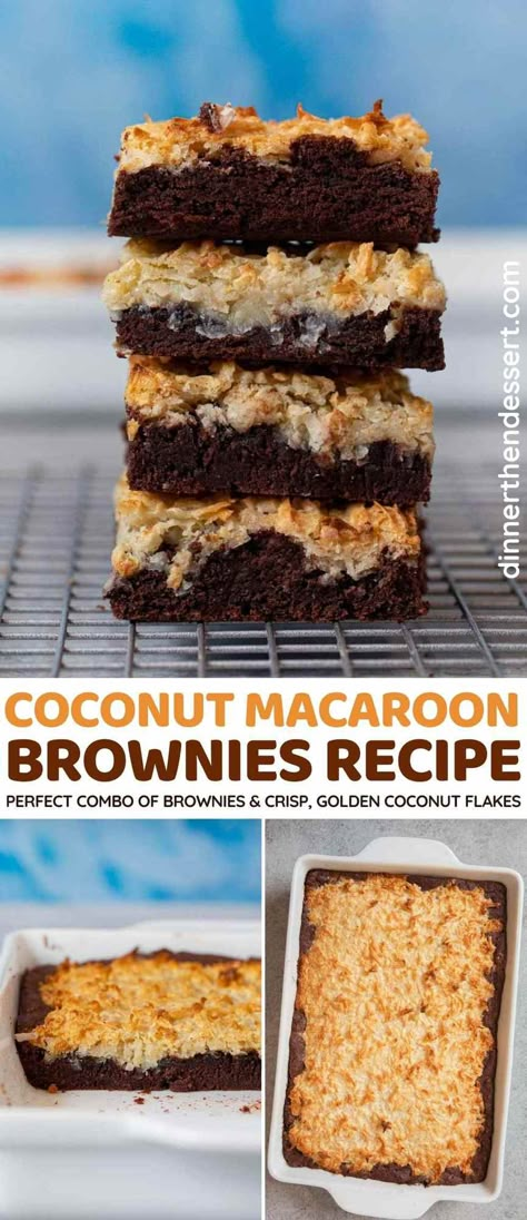 Macaroon Brownies, Coconut Flakes Recipe, Brownies With Coconut, Topped Brownies, Decadent Brownies, Chocolate Cheesecake Bites, Coconut Brownies, Coconut Macaroon, Gooey Brownies