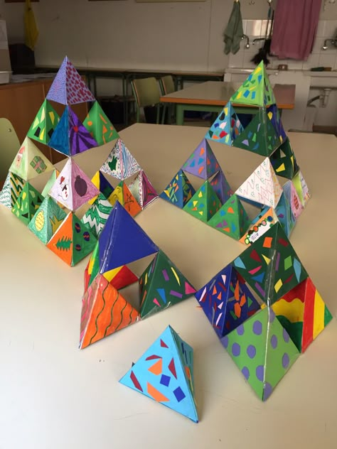 Tetrahedron Art, Math Art Activities, Family Math Night, Math Night, Art Lessons Middle School, Math Crafts, Triangle Art, Group Project, Cool Art Projects