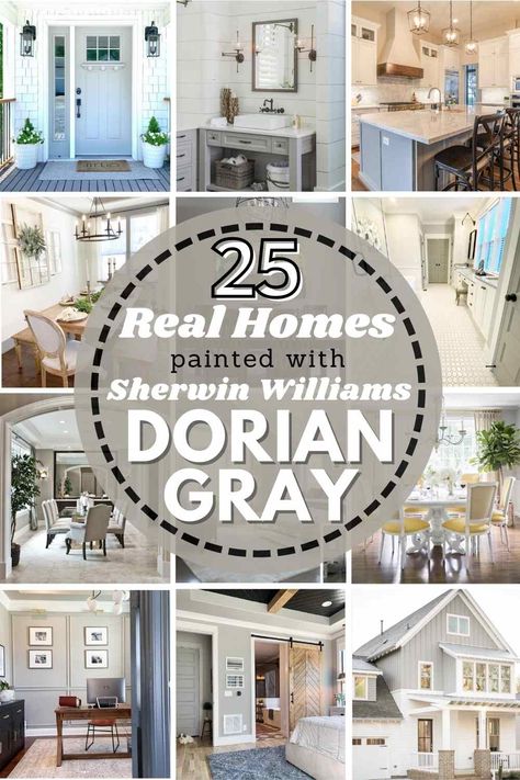 All About Sherwin Williams Dorian Gray! See it in more than 20 REAL HOMES to see if it's the right paint color for your home! Dorian Grey Paint, Best Gray Exterior Paint Colors, Sw Dorian Gray, Sherwin Williams Dorian Gray, Mindful Gray Sherwin Williams, Gray Shiplap, Best Gray Paint, Exterior Gray Paint, Best Gray Paint Color