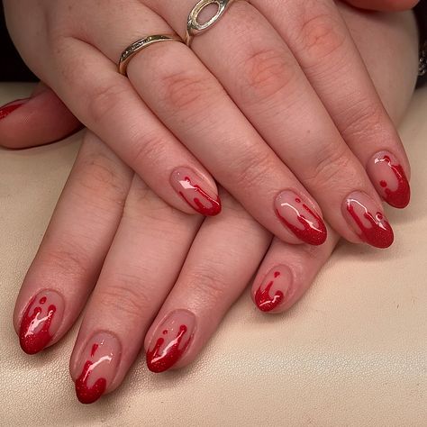 in love with the blood drips 🩸 (also that 7 week growth?!) 𝙎𝙚𝙩 𝙏𝙮𝙥𝙚: Builder Gel 𝙎𝙚𝙩 𝙋𝙧𝙞𝙘𝙚: £32 💌Link in bio or DM to book ignore>>> #nails #nailart #nailsofinstagram #manicure #beauty #nail #gelnails #nailsoftheday #nailsonfleek #nailstagram #nailsart #nailstyle #instanails #naildesign #acrylicnails #nailsdesign #inspire #naildesigns #love #doncasternailtech #doncasternails #nailpolish #nailtech Blood Nail Art, Blood Drip Nails, Blood Nails, Blood Drip, Gel Set, Drip Nails, Builder Gel, Beauty Nail, Nails On Fleek