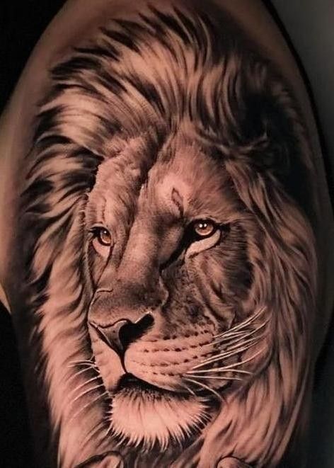 Tattoo Lion And Lioness, Male Lion Tattoo, Lion Tattoo Realistic, Lion Tattoo Images, Leo Lion Tattoos, Lion And Lioness Tattoo, Roaring Lion Tattoo, Leg Sleeve Tattoos, Lion Art Tattoo