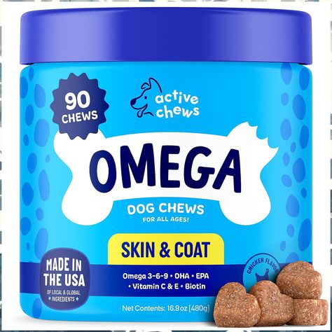 Omega 3 Fish Oil for Dogs Soft Chews - Omega 3 for Dogs with Biotin & Vitamin E for Shiny Coat - Dog Skin and Coat Supplement Fish Oil For Dogs, Dog Dry Skin, Omega 3 Fish, Dog Vitamins, Omega 3 Fish Oil, 3 Fish, Salmon Oil, Oils For Dogs, Dog Nutrition