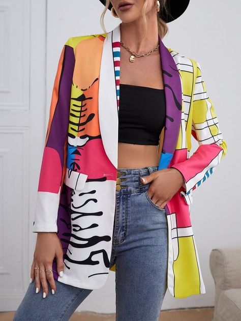 80s Blazer Outfit, Statement Blazer, Fashion Week Dresses, Colour Blocking Fashion, Shawl Collar Blazer, Future Shop, Women Blazers, Casual Blazer Women, Art Outfit