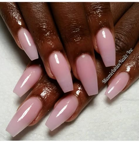 Beautiful color contrast between the dark skin complexion and cotton-candy pink nail color. Dark Skin Pink Nails, Pink Nails For Dark Skin, Cotton Candy Nails Polish, Black Woman Nails Dark Skin, Cute Nail Colors For Dark Skin, Nude Nails On Dark Skin, Pink Nails Dark Skin, Cotton Candy Pink Nails, Candy Pink Nails