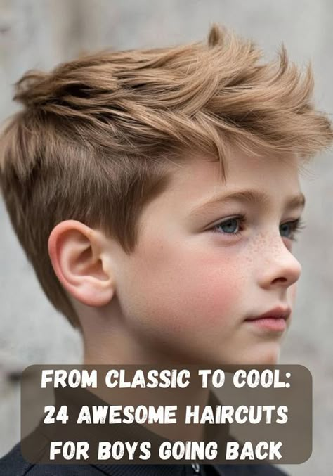 Explore 24 awesome haircuts for boys that range from timeless classics to fresh, cool styles. Perfect for the upcoming school year! Boy Thick Hair Haircuts, Boy’s Short Haircut, Boys Alpaca Haircut, Teen Boys Hair Cuts 2024, Boys Haircut Back View, Trendy Little Boy Haircuts, Boys Long Straight Hairstyles, Fine Hair Boys Haircut, Five Year Old Boy Haircut