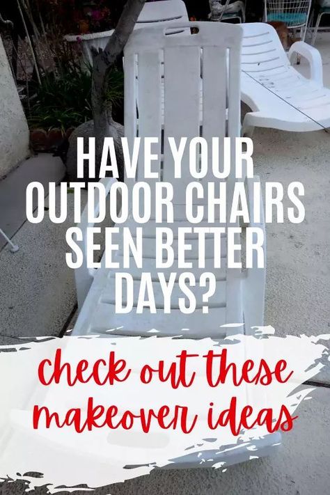 If your patio chairs have seen better days check out these quick and easy DIY chair upcycle ideas. Quick and budget friendly ways to update and make your outdoor furniture look like new. Easy Diy Chair, Chair Makeover Ideas, Patio Chairs Makeover, Chair Upcycle, Poolside Chairs, Diy Chairs, Backyard Chairs, Plastic Patio Chairs, Upcycle Chair