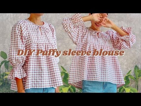 (1777) DIY PUFFY SLEEVE BLOUSE | Beginner friendly sewing tutorial in step by step - YouTube Puffy Shirt Pattern, Ruffle Sewing Pattern, Blouse Diy Pattern, Puffy Sleeves Pattern, Ruffle Sleeve Top Pattern, Diy Puff Sleeves, Diy Winter Clothes, Ropa Upcycling, Blouse Sewing Pattern