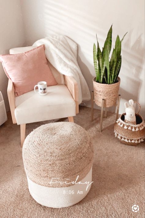 Boho Corner, Room Decor Furniture, Boho Ottomans, Pink Armchair, Corner Seating, Living Room Decor Furniture, Boho Decoration, Boho Chair, Chair Ottoman