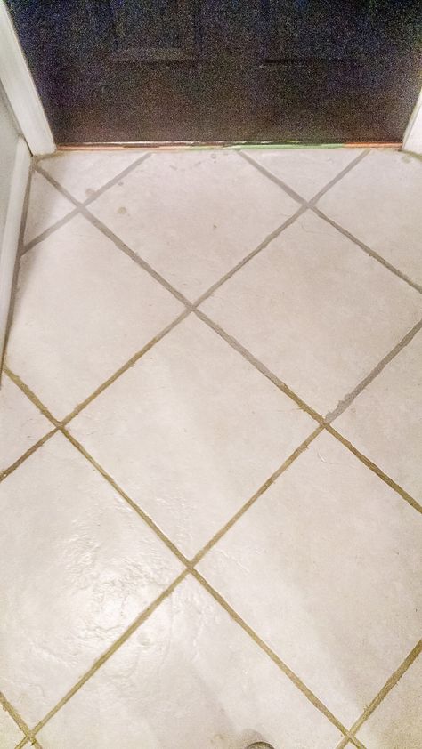 Cleaning Tile Grout Floors, Diy Grout, Grout Paint, Floor Tile Grout, Gray Grout, Grey Grout, Tile Grout, Painting Tile, White Tiles