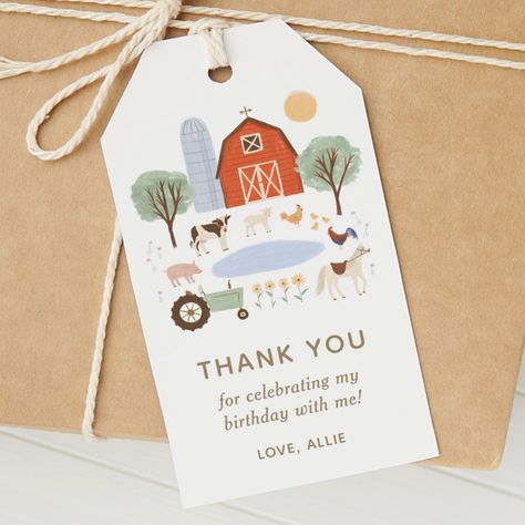 Farm Theme Gift Bags, Farm Invitation, 2nd Birthday Party For Boys, Farm Theme Birthday, Farm Animal Party, Farm Themed Birthday Party, Gift Tags Birthday, Farm Animals Birthday Party, Baby Birthday Themes