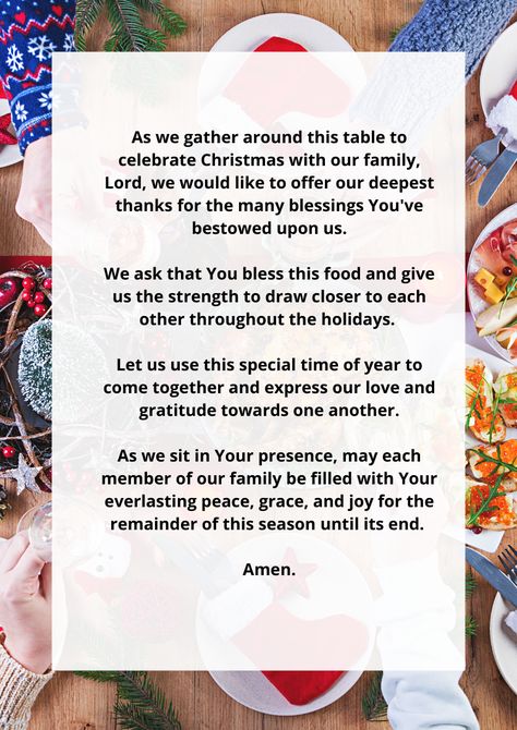 Christmas Prayer Before Meal, Christmas Dinner Blessing, Christmas Eve Dinner Prayer, Christmas Dinner Blessing Prayer, Dinner Time Quotes, Prayer Before Eating Meals, Christmas Dinner Prayer, Holiday Prayers, Prayers Before Meals