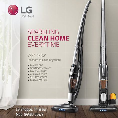 Experience the latest innovation in cordless vacuum cleaners with powerful suction and longer-lasting battery. Near vadakkechira bus stand 680020 Thrissur, Kerala, India Phone: 94460 05472 #CordZero #VacuumCleaners #LGShoppe #Thrissur #LGShoppeThrissur #LG Vacuum Cleaner Ads, Post Reference, Product Post, Bus Stand, Cleaning Curtains, First Response, Kerala India, Vacuum Cleaners, Cordless Vacuum Cleaner