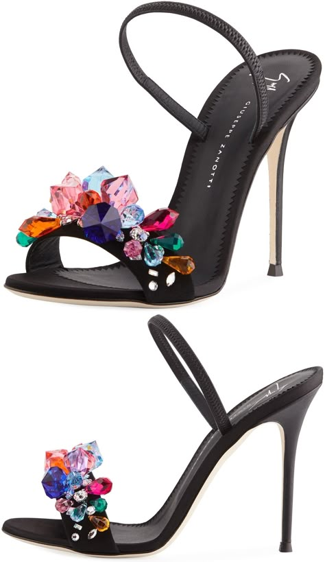 Giuseppe Zanotti suede sandal with multicolor crystal embellishment Hak Tinggi, Butterfly Sandals, Giuseppe Zanotti Heels, Womens Shoes High Heels, Fabulous Shoes, Fashion Heels, Crazy Shoes, Pretty Shoes, Shoe Obsession