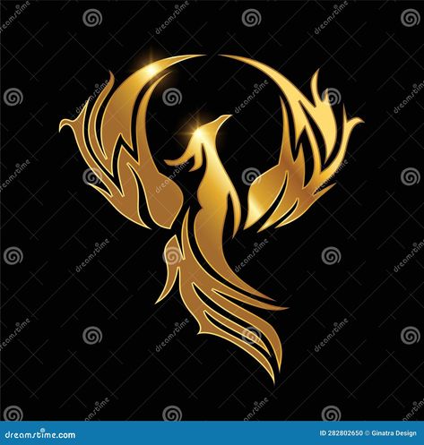 Gold Phoenix Logo, Black Background With Gold, Female Warrior Tattoo, Golden Phoenix, Phoenix Logo, Warrior Tattoo, Type Design, Screen Savers, Vector Logo