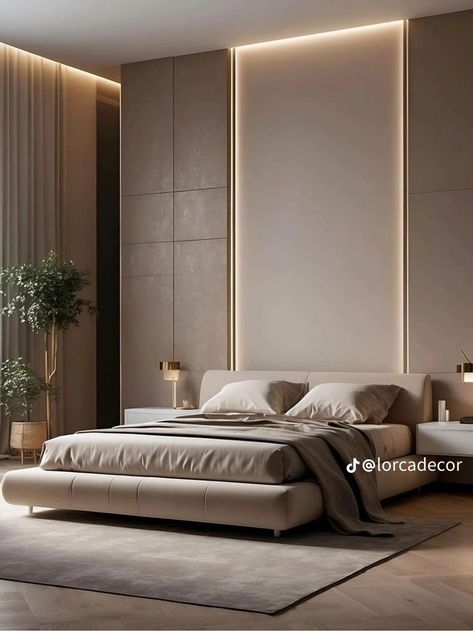 Bedroom Design Wood, Wall Design Ideas Bedroom, Bedroom Inspirations Neutral, Fresh Bedroom, Green Interior Design, Modern Luxury Bedroom, King Bedroom, Bedroom Panel, Luxury Bedroom Master