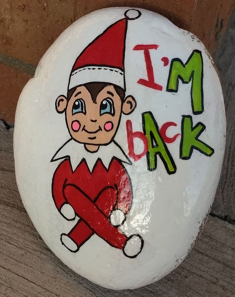 Christmas Pebble Painting, Christmas Painted Rocks Grinch, Elf On The Shelf Rock Painting, Elf Painted Rocks, Pebble Painting Christmas Rock Art, Christmas Stone Painting Pebble Art, Pebble Ideas, Winter Rocks, Disney Characters Christmas