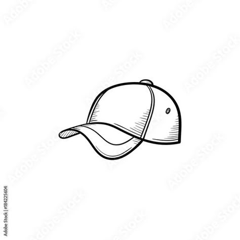 Stock Image: Vector hand drawn baseball hat outline doodle icon. Baseball cap sketch illustration for print, web, mobile and infographics isolated on white background. Baseball Cap Sketch, Ball Cap Tattoo, Cap Tattoo Hat, Baseball Hat Tattoo, Baseball Cap Tattoo, Baseball Cap Drawing, Baseball Doodles, Hat Tattoo Ideas, Amir Tattoo