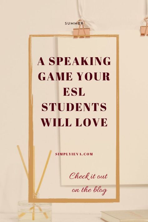 ESL speaking game for all ages and all levels of proficiency. Read about how to play it and download the cards. Teaching Non English Speaking Students, Esl Games For Adults, Games For Esl Students, Esl Classroom Decor, Esl Writing Activities, Teaching Esl Students, Speaking Games, Teaching English Language Learners, Teaching Esl